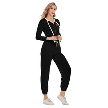 Rossolini1 Black Women's Crop Hoodie Sports Sets