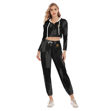 Rossolini1 Black Camo Women's Crop Hoodie Sports Sets