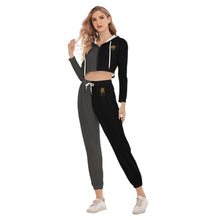 Rossolini1 Asphalt/Black Women's Crop Hoodie Sports Sets