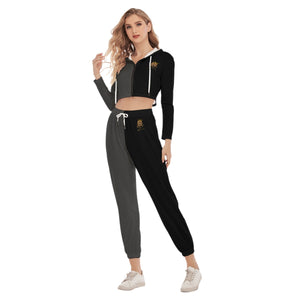 Rossolini1 Asphalt/Black Women's Crop Hoodie Sports Sets