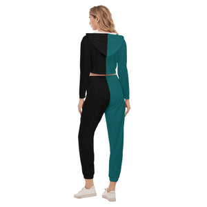 Rossolini1  Kelly Green/Black Women's Crop Hoodie Sports Sets
