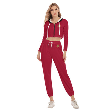 Rossolini1 Red Women's Crop Hoodie Sports Sets