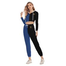 Rossolini1  Blue/Black Women's Crop Hoodie Sports Sets