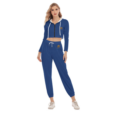 Rossolini1 Blue Women's Crop Hoodie Sports Sets