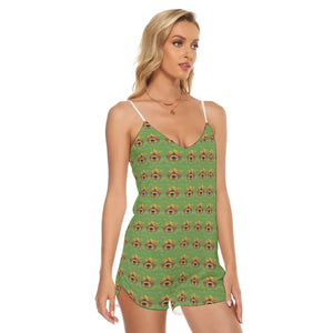 Rossolini1 Grass Green Women's V-neck Cami Romper