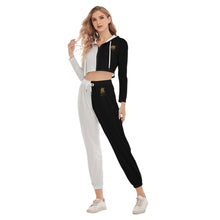 Rossolini1 White/Black Women's Crop Hoodie Sports Sets