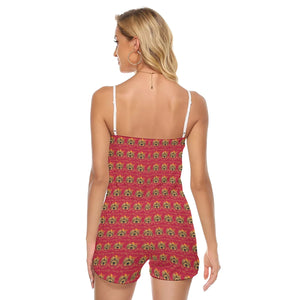 Rossolini1 Red Women's V-neck Cami Romper