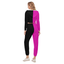 Rossolini1 Pink/Black Women's Crop Hoodie Sports Sets