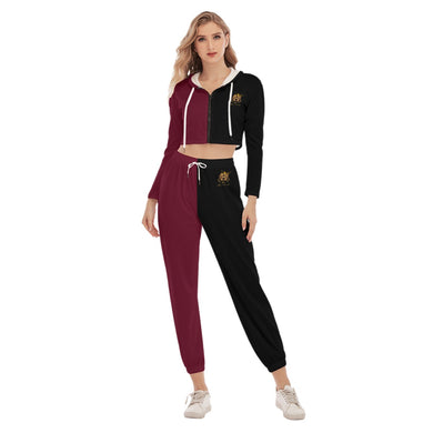 Rossolini1  Candy Apple Red/Black Women's Crop Hoodie Sports Sets