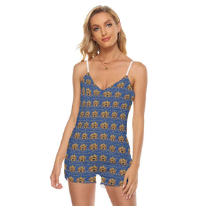 Rossolini1 Blue Women's V-neck Cami Romper