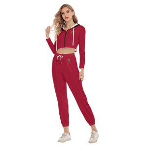 Rossolini1 Red Women's Crop Hoodie Sports Sets