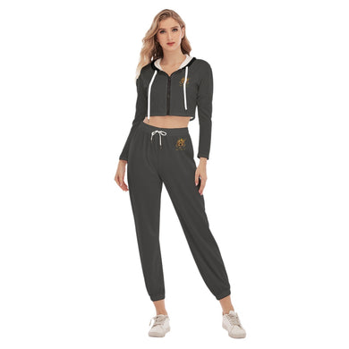 Rossolini1 Asphalt Women's Crop Hoodie Sports Sets