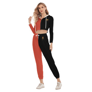 Rossolini1 Pantone/Black Women's Crop Hoodie Sports Sets
