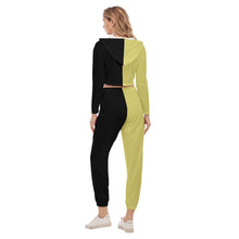 Rossolini1 Yellow/Black Women's Crop Hoodie Sports Sets