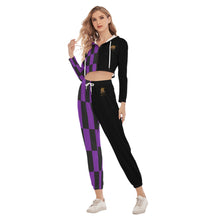 Rossolini1  Purple - Black/Black Women's Crop Hoodie Sports Sets