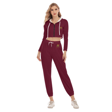Rossolini1 Candy Apple Red Women's Crop Hoodie Sports Sets