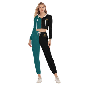 Rossolini1  Kelly Green/Black Women's Crop Hoodie Sports Sets