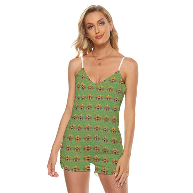Rossolini1 Grass Green Women's V-neck Cami Romper