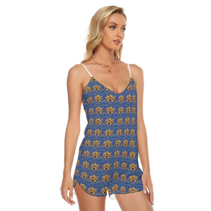 Rossolini1 Blue Women's V-neck Cami Romper