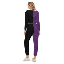 Rossolini1  Purple/Black Women's Crop Hoodie Sports Sets