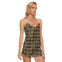 Rossolini1 Black Camo Women's V-neck Cami Romper