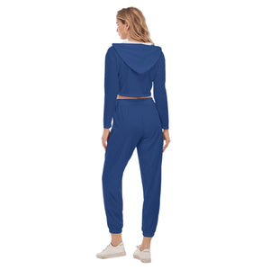 Rossolini1 Blue Women's Crop Hoodie Sports Sets