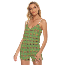 Rossolini1 Grass Green Women's V-neck Cami Romper