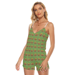 Rossolini1 Grass Green Women's V-neck Cami Romper