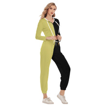 Rossolini1 Yellow/Black Women's Crop Hoodie Sports Sets