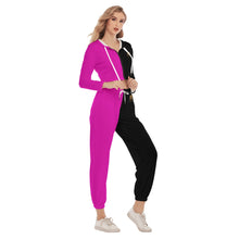 Rossolini1 Pink/Black Women's Crop Hoodie Sports Sets