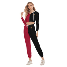 Rossolini1 Red/Black Women's Crop Hoodie Sports Sets