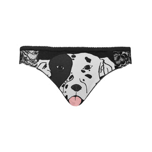 #Rossolini1# Dalmatian Black Women's Lace Panty (Model L41)