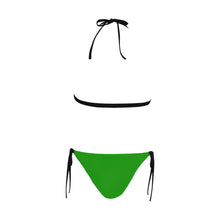 #Rossolini1# Green Buckle Front Halter Bikini Swimsuit (Model S08)