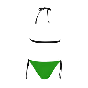 #Rossolini1# Green Buckle Front Halter Bikini Swimsuit (Model S08)