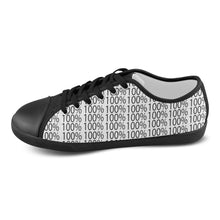 #Rossolini1# 100% Black Writing Canvas Shoes for Women/Large Size (Model 016)