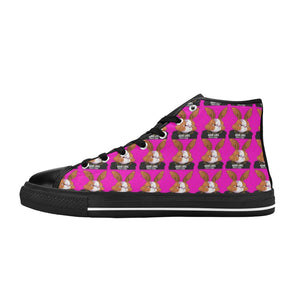 #BLM# Rabbit Hot Pink High Top Canvas Shoes for Kid (Model 017)