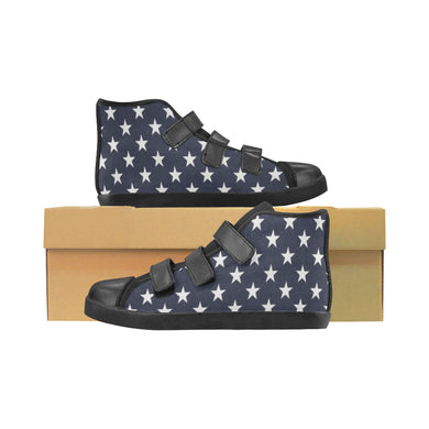 #Rossolini1# Stars 2 Velcro High Top Canvas Kid's Shoes (Model 015)