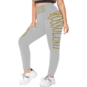 #Rossolini1# TheName Light Gray Plus Size High Waist Leggings (Model L44)