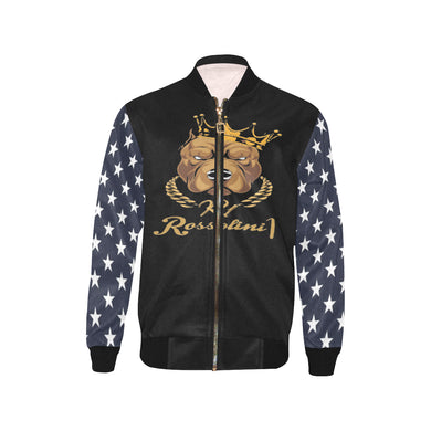 #Rossolini1# In Your Face Blue Back Stars Sleeves Kids' Bomber Jacket (Model H40)