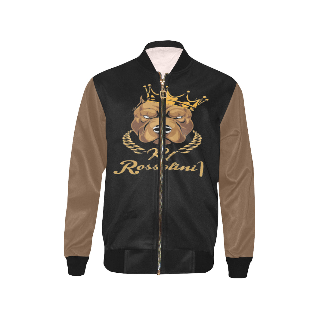 #Rossolini1# In Your Face Brown Sleeves Kids' Bomber Jacket (Model H40)