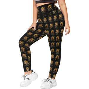#Rossolini1# MaskOff Black Plus Size High Waist Leggings (Model L44)