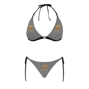#Rossolini1# Dark Gray Buckle Front Halter Bikini Swimsuit (Model S08)