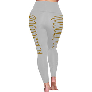 #Rossolini1# TheName Light Gray Plus Size High Waist Leggings (Model L44)