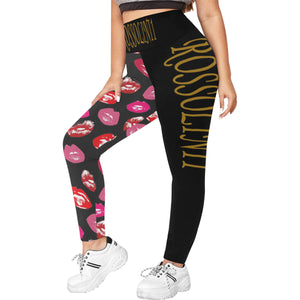 #Rossolini1# TheName LIPS Plus Size High Waist Leggings (Model L44)