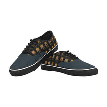 #Rossolini1# Navy Blue Classic Women's Canvas Low Top Shoes/Large (Model E001-4)