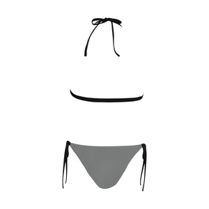 #Rossolini1# Dark Gray Buckle Front Halter Bikini Swimsuit (Model S08)