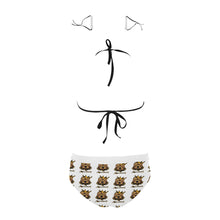 #Rossolini1# White Stringy Selvedge Bikini Set with Mouth Mask (S11)