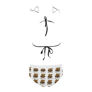 #Rossolini1# White Stringy Selvedge Bikini Set with Mouth Mask (S11)