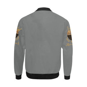 #MASKON# Dark Gray Bomber Jacket for Men (Model H31)
