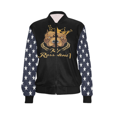 #Rossolini1# In Your Face Blue Back Stars Bomber Jacket for Women (Model H36)